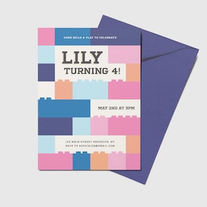 Building Blocks Birthday Invitation, Building Bricks, Modern, Printable, Editable, INSTANT DOWNLOAD