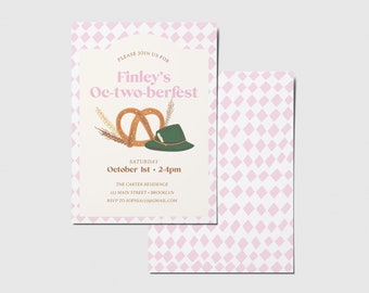 Oktoberfest Birthday Party Invitation, Oktwoberfest, Onetoberfest, Pretzel, German Biergarten, Printable, Editable, INSTANT DOWNLOAD