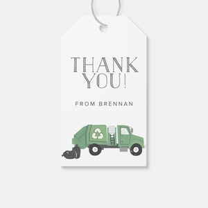 Garbage Truck Birthday Party Favor Tag, Thank You Tag, Trash Bash, Dump Everything, Printable, Editable, INSTANT DOWNLOAD