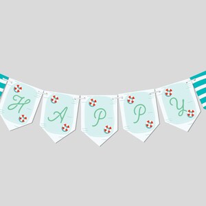 Pool Party Flag Banner, Birthday Garland, Party Decor, Summer Celebration, Swimming Birthday Theme, Printable, Editable, INSTANT DOWNLOAD