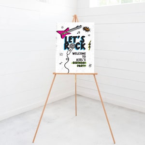 Lets Rock Birthday Party Welcome Sign, 18x24, 24x36, Poster, Rock n Roll, Printable, Editable, INSTANT DOWNLOAD