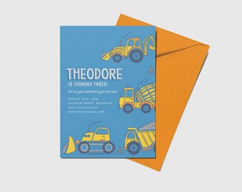 Construction Dump Truck Birthday Party Invite, Excavator, Construction Theme, Printable, Editable, INSTANT DOWNLOAD