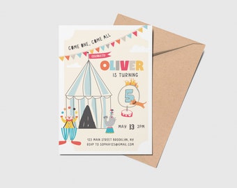 Circus Birthday Invitation: Editable Carnival Party (Instant Download)