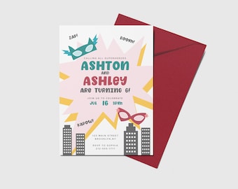 Superhero Birthday Invitation: Joint Party, Printable, Editable (Instant Download)