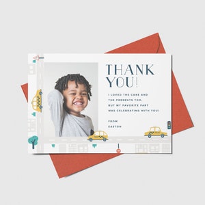 Taxi Birthday Party Thank You Card with Photo, Taxi Cab, Hail a Cab, Taxi Car Theme, Editable, INSTANT DOWNLOAD