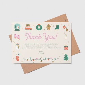 Oh What Fun Birthday Party Thank You Card, Happy Holidays, Christmas Birthday Invitation, Printable, Editable, INSTANT DOWNLOAD