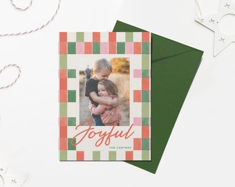 Modern Holiday Photo Card Template: Printable Christmas Card (Digital Download)