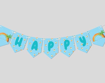 Splash Party Birthday Banner: Summer Celebration Garland (Printable, Editable, Instant Download)