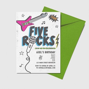 Lets Rock Birthday Party Invitation, Rock n Roll, Printable, Editable, INSTANT DOWNLOAD