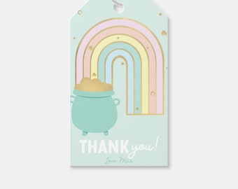 Rainbow Birthday Party Favor Tag: St. Patrick's Day Thank You (Digital Download)
