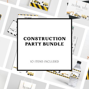 Construction Birthday Party BUNDLE, Excavator, Construction Party Theme, Printable, Editable, INSTANT DOWNLOAD