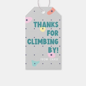 Rock Climbing Birthday Party Favor Tag, Thank You Tag, Rock Wall, Tween Birthday, Printable, Editable, INSTANT DOWNLOAD