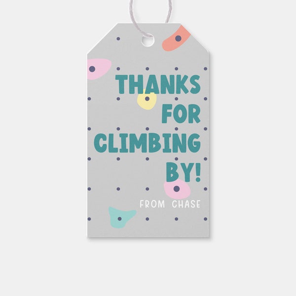 Rock Climbing Birthday Favor Tags: Editable Thank You (Instant Download)