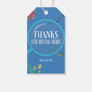 Bug Birthday Party Favor Tag, Thank You Tag, Insect Birthday Theme, Printable, Editable,  INSTANT DOWNLOAD