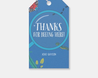 Bug Birthday Party Favor Tag, Thank You Tag, Insect Birthday Theme, Printable, Editable,  INSTANT DOWNLOAD