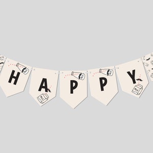Milk-stache Birthday Party Flag Banner, Birthday Garland, Mustache Party, Milk & Cookies, Milk Carton, Printable, Editable, INSTANT DOWNLOAD