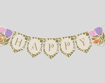 Floral Birthday Party Banner: Spring Flower Decor (Printable, Editable, INSTANT DOWNLOAD)