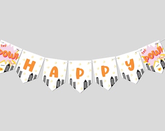 Superhero Birthday Party Banner: Editable Printable (Instant Download)