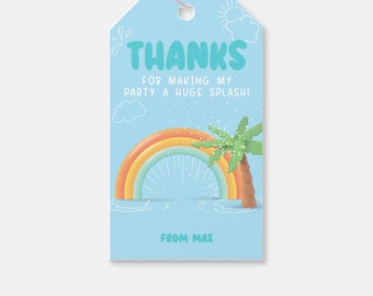 Splash Party Favor Tag: Summer Birthday Thank You (Printable, Editable, Instant Download)