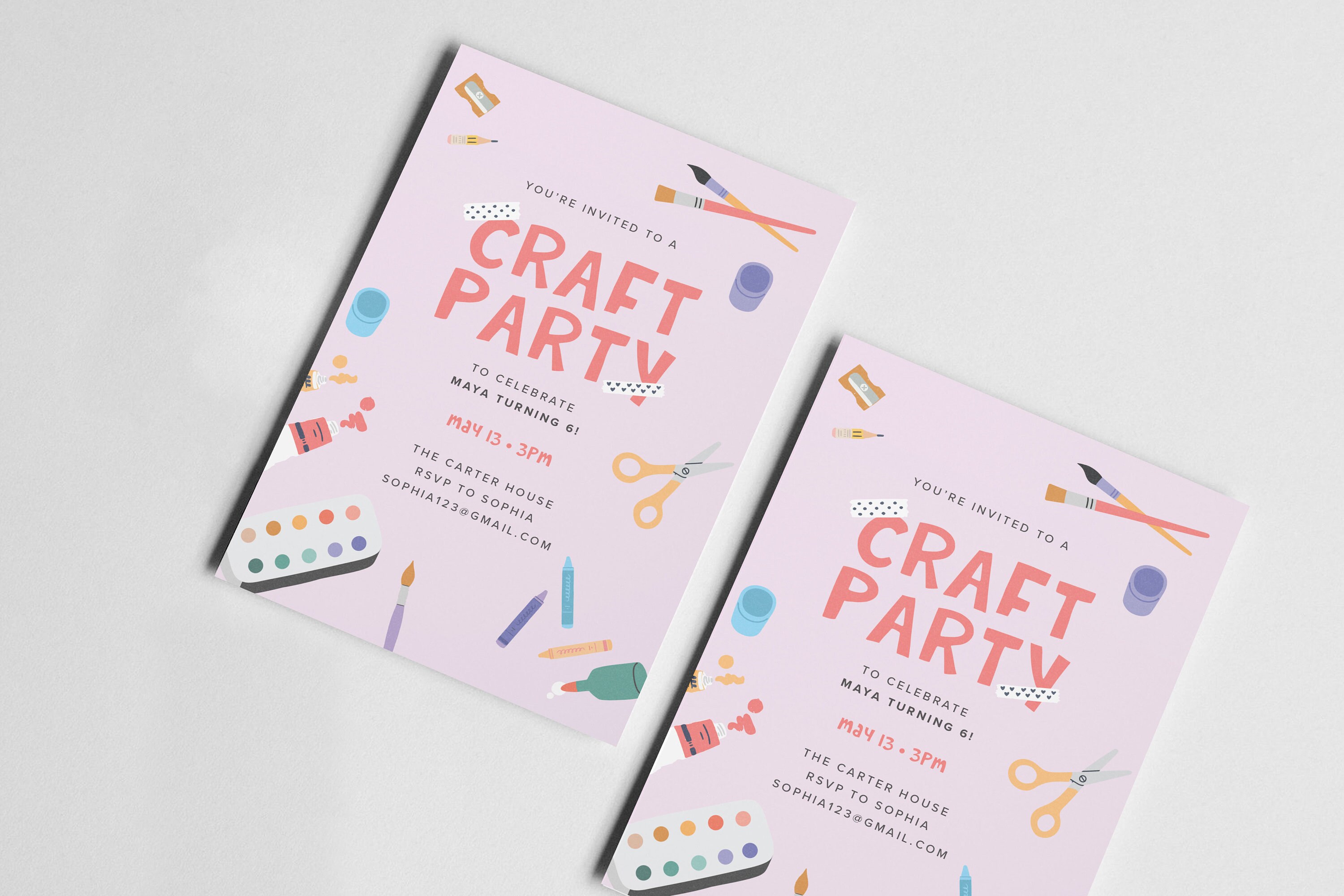 Craft Party Birthday Invitation Art Party Crafting Theme - Etsy