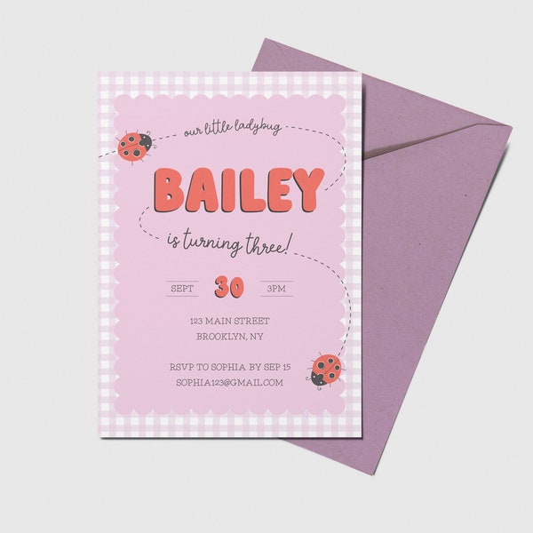 Our Little Ladybug Birthday Party Invite, Little Lady, Ladybugs Birthday Party Theme, Printable, Editable, INSTANT DOWNLOAD