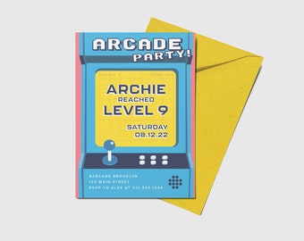 Arcade Party Birthday Invitation, Gaming, Retro Video Game, Tween Birthday, Printable, Editable, INSTANT DOWNLOAD