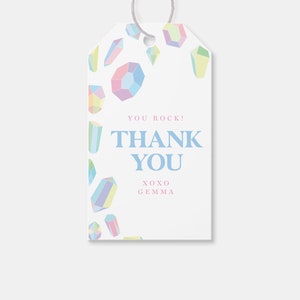 Gems Birthday Party Favor Tag, Thank You Tag, Party Decor, Gemstone, Crystals, Geode Rocks, Printable, Editable, INSTANT DOWNLOAD