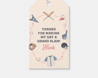 Baseball Little Rookie Birthday Party Favor Tag, Thank You Tag, Printable, Editable, INSTANT DOWNLOAD