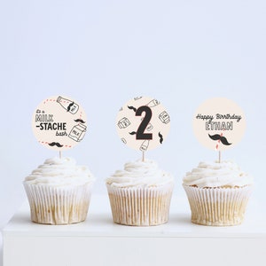 Milk-stache Birthday Party Cupcake Toppers, Stickers, Mustache Party, Milk & Cookies, Milk Carton, Printable, Editable, INSTANT DOWNLOAD