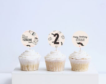 Milk-stache Birthday Party Cupcake Toppers: Mustache Party (Instant Download)