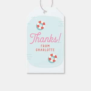 Pool Party Favor Tag, Thank You Tag, Gift Tag, Summer Celebration, Swimming Birthday Theme, Printable, Editable, INSTANT DOWNLOAD