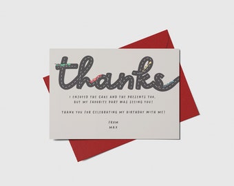 Race Car Thank You Card, 1st Birthday Party, Start Your Engines, Printable, Editable, INSTANT DOWNLOAD