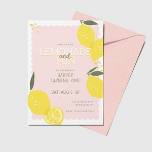 Lemonade Birthday Party Invitation, Lemonade Birthday, Pink Lemonade, Printable, Editable, INSTANT DOWNLOAD