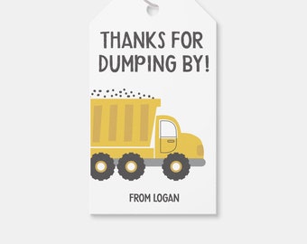 Construction Birthday Party Favor Tag, Thank You Tag, Dump Truck, Printable, Editable, INSTANT DOWNLOAD