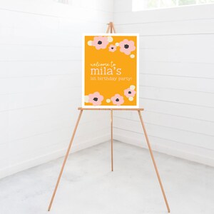 Flower Birthday Party Welcome Sign, 18x24, 24x36, Poster, Printable, Editable, INSTANT DOWNLOAD