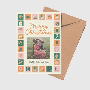 Cartão de Natal moderno, modelo de cartão de Natal com foto, cartão de Natal, cartão de Natal com foto, calendário do advento, para impressão, editável, DOWNLOAD INSTANTÂNEO