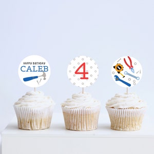 Calling All Builders Birthday Party Cupcake Toppers, Stickers, Printable, Editable, INSTANT DOWNLOAD