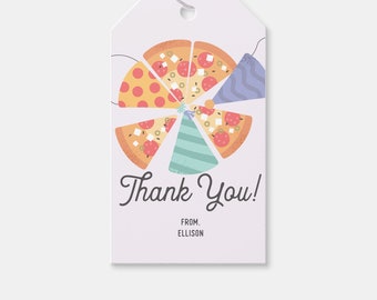 Pizza Party Favor Tags: Printable Birthday Thank You (Digital Download)