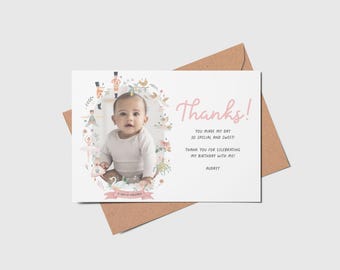 12 Days of Christmas Birthday Thank You Card with Photo (Printable, Editable, INSTANT DOWNLOAD)