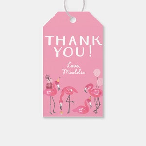 Flamingo Birthday Party Favor Tag, Thank You Tag, Let&#39;s Flamingle, Flamingo Birthday Theme, Printable, Editable, INSTANT DOWNLOAD