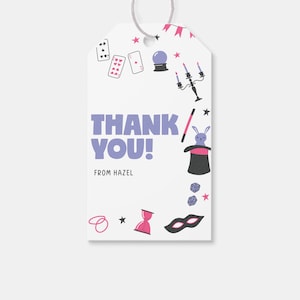 Magic Show Birthday Party Favor Tag, Thank You Tag, Magician, Abracadabra, Printable, Editable, INSTANT DOWNLOAD