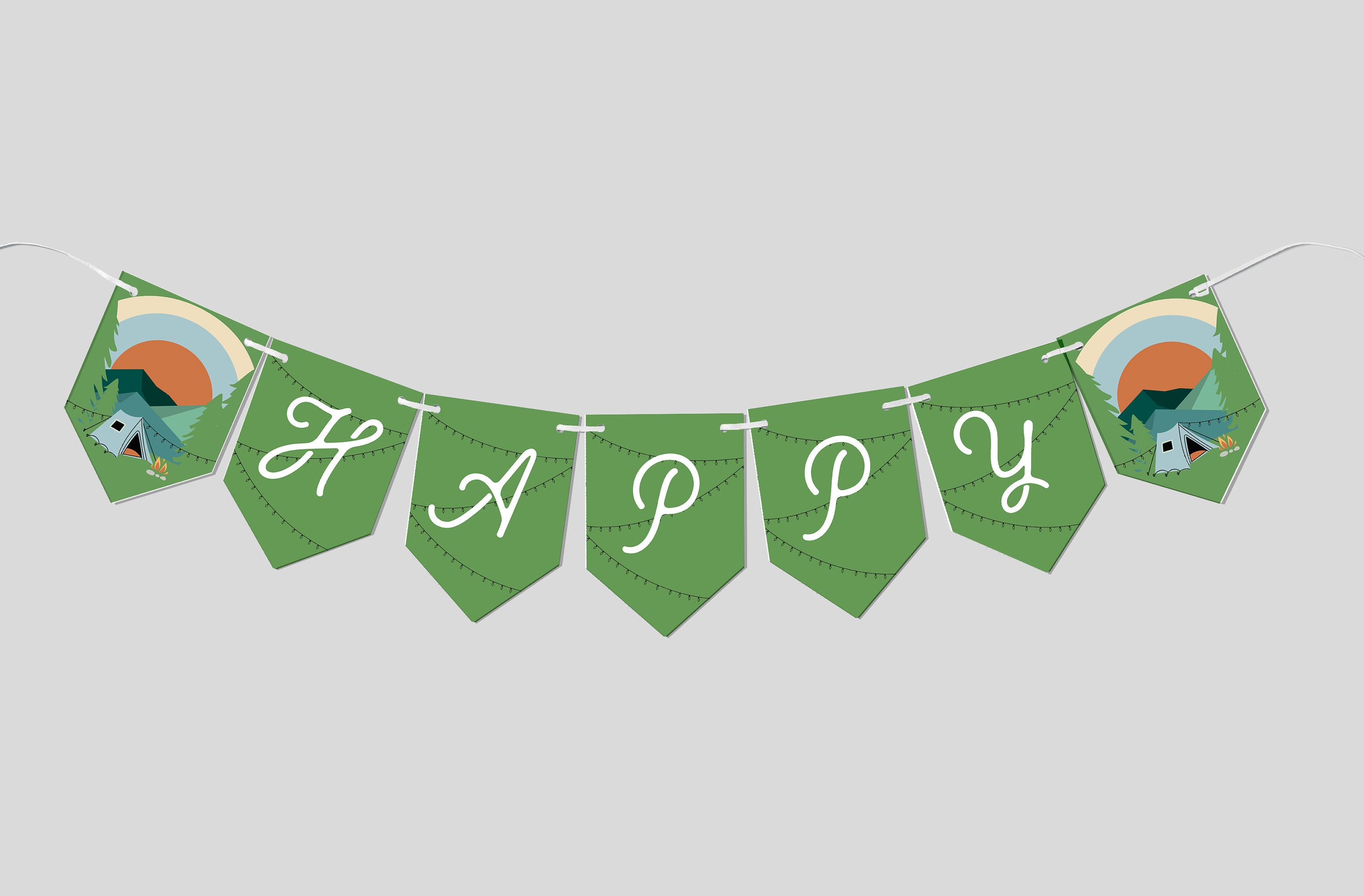 Camping Birthday Party Flag Banner Birthday Garland Camping Birthday Invite Printable Editable INSTANT DOWNLOAD