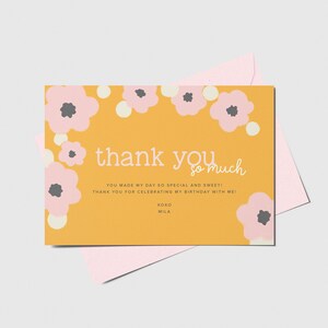 Flower Birthday Thank You Card, 1st Birthday, Printable, Editable, INSTANT DOWNLOAD