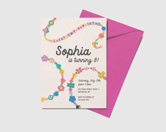Friendship Bracelet Birthday Invitation: Tween Party, Editable (INSTANT DOWNLOAD)