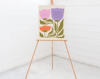 Spring Flowers Birthday Welcome Sign: Boho Floral Theme (Digital Download)
