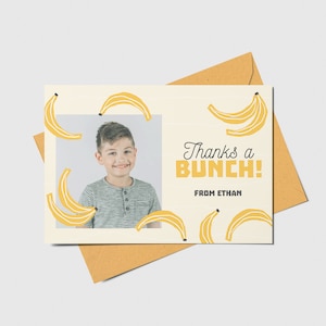 Let's Go Bananas Birthday Party Thank You Card with Photo, Monkey Birthday, This Year Was Bananas, Printable, Editable, INSTANT DOWNLOAD