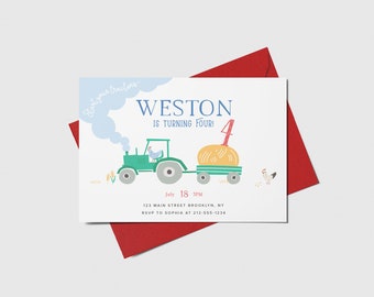 Farm Birthday Party Invitation, Farm Animals, Printable, Editable, INSTANT DOWNLOAD