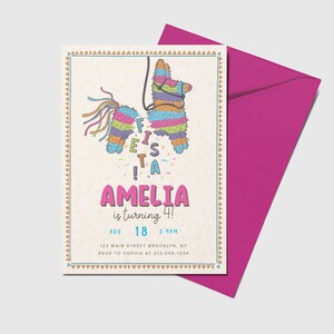 Convite de festa de aniversário Fiesta, Piñata, Cinco de Mayo, para impressão, editável, DOWNLOAD INSTANTÂNEO
