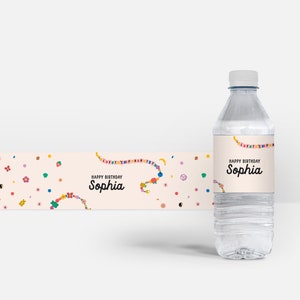 Friendship Bracelet Birthday Party Water Bottle Label, BFF Bracelet, Bead Bracelet, Printable, Editable, INSTANT DOWNLOAD