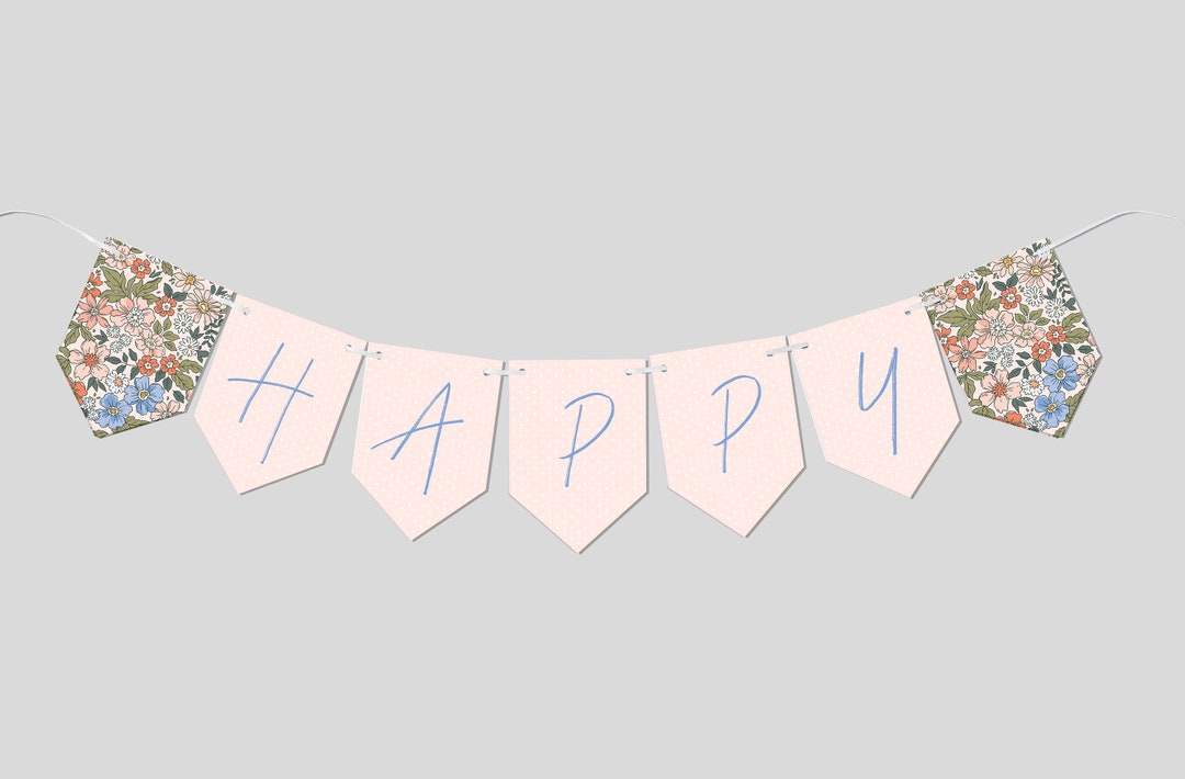 Wildflower Birthday Party Flag Banner, Garland, Wild Flower, Floral ...